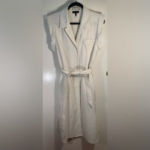 Rag & Bone GUC ivory/navy blue striped button down shirt dress Size 6